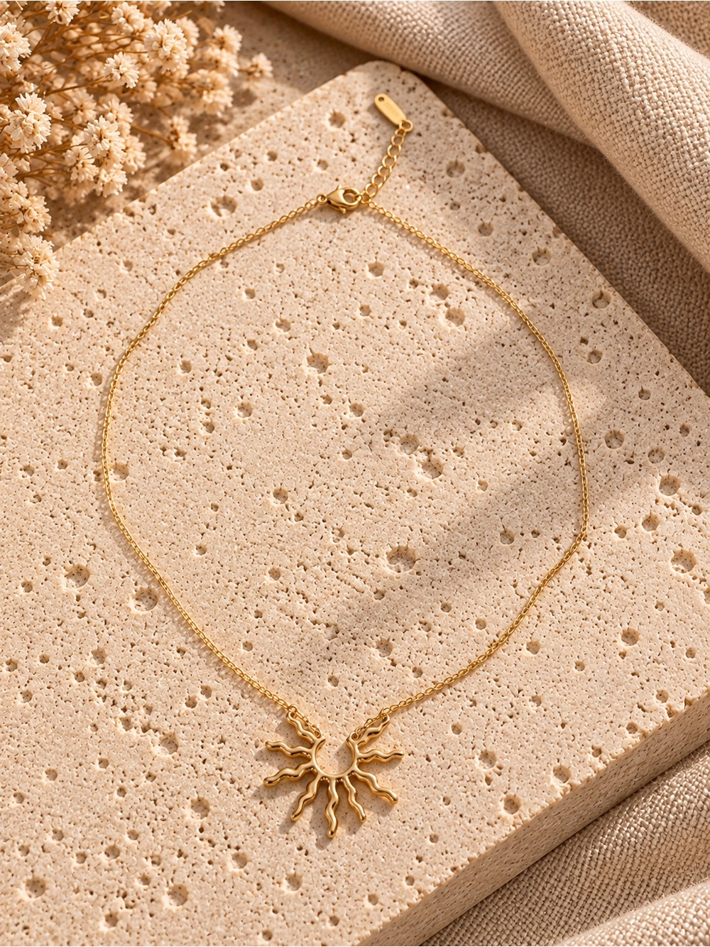 Trendy Sunburst Pendant Necklace Stainless Steel